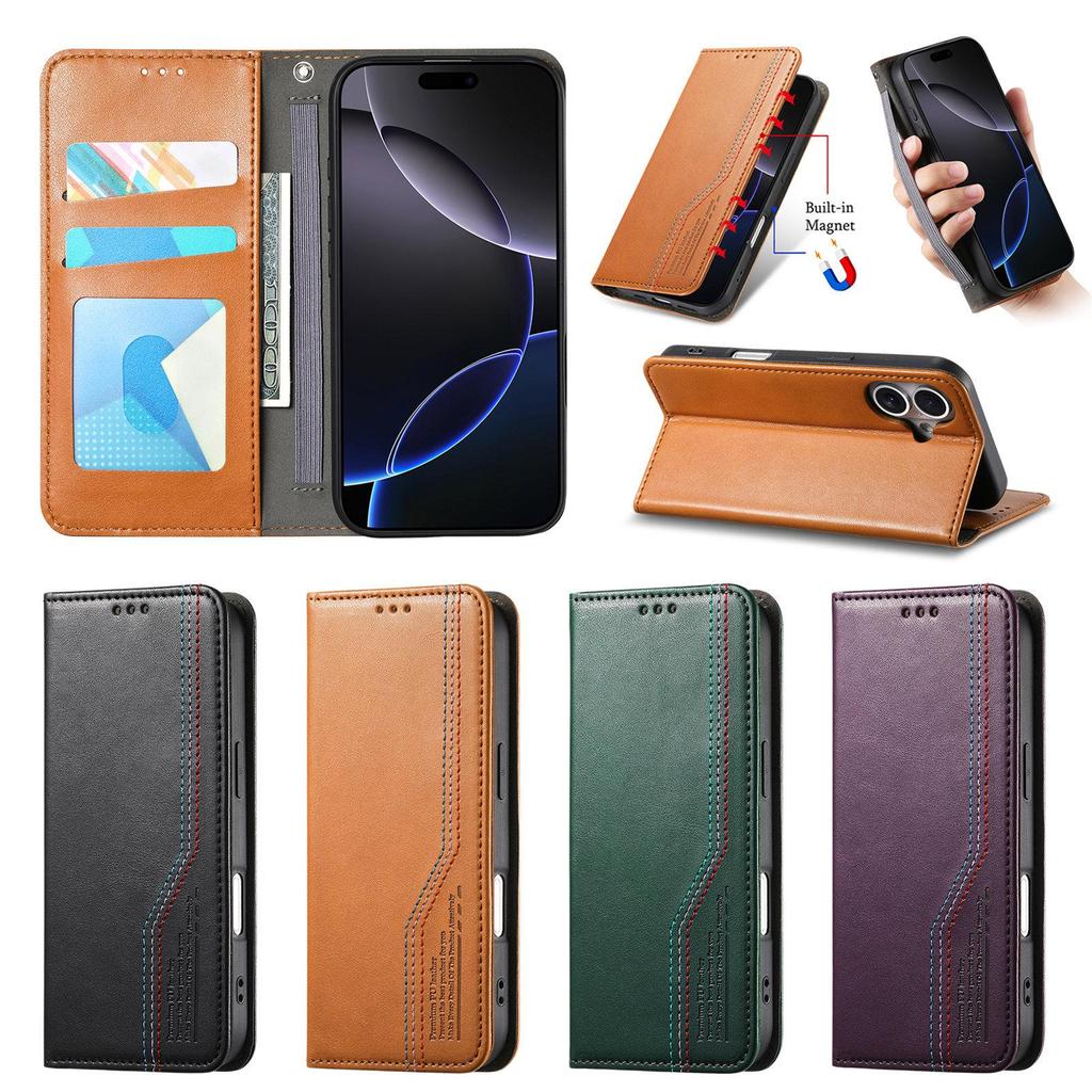 iPhone 17 Leather Flip Case with Magnetic Card Slot