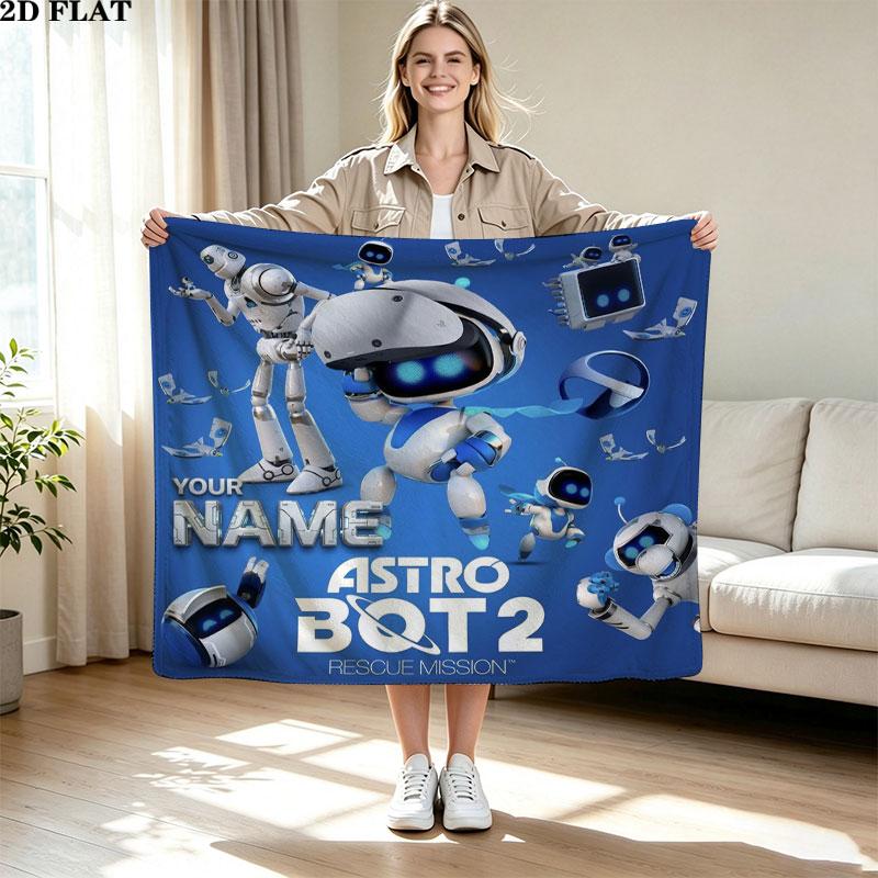 1PC ASTRO BOT Custom Name Patterned Flannel Blanket Suitable For All Seasons for Home Decor Warmth and Comfort Gifts Holiday Present