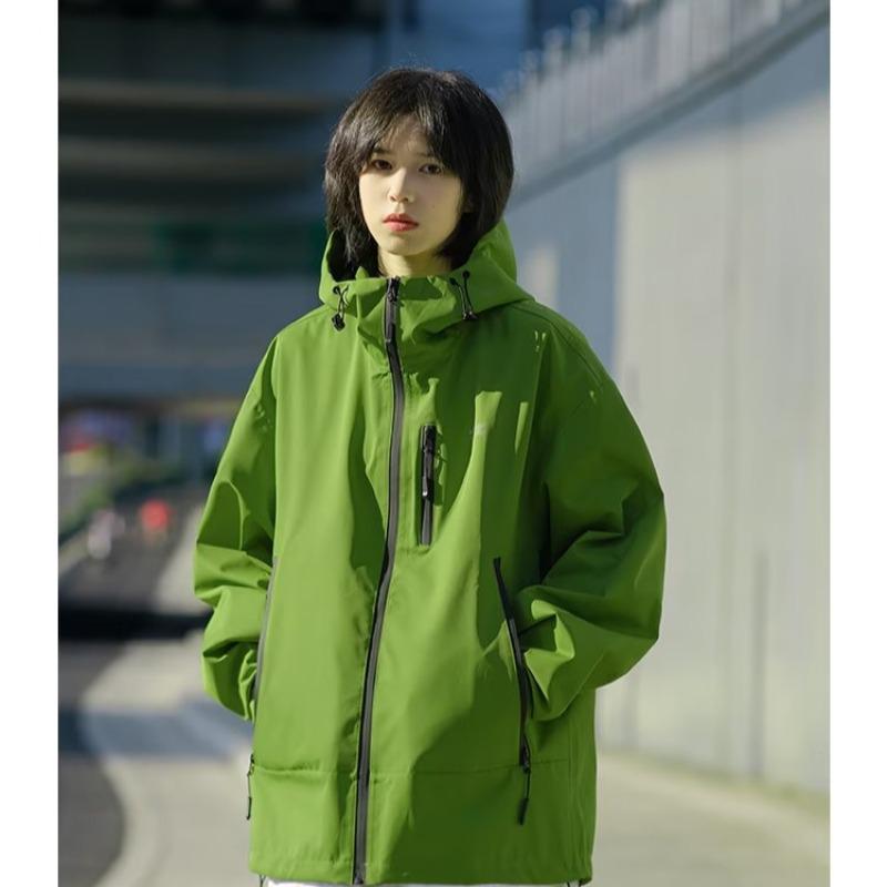 Damska Neutralna Trójodporna Wiatroszczelna Kurtka Górska - Funkcjonalna Jesienna Odzież Wierzchnia w Amerykańskim Stylu