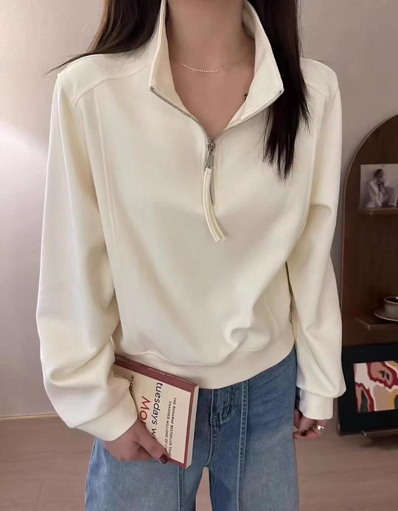 Women's Loose Half-Zip Sporty Sweatshirt - Early Spring 2025 Korean Style