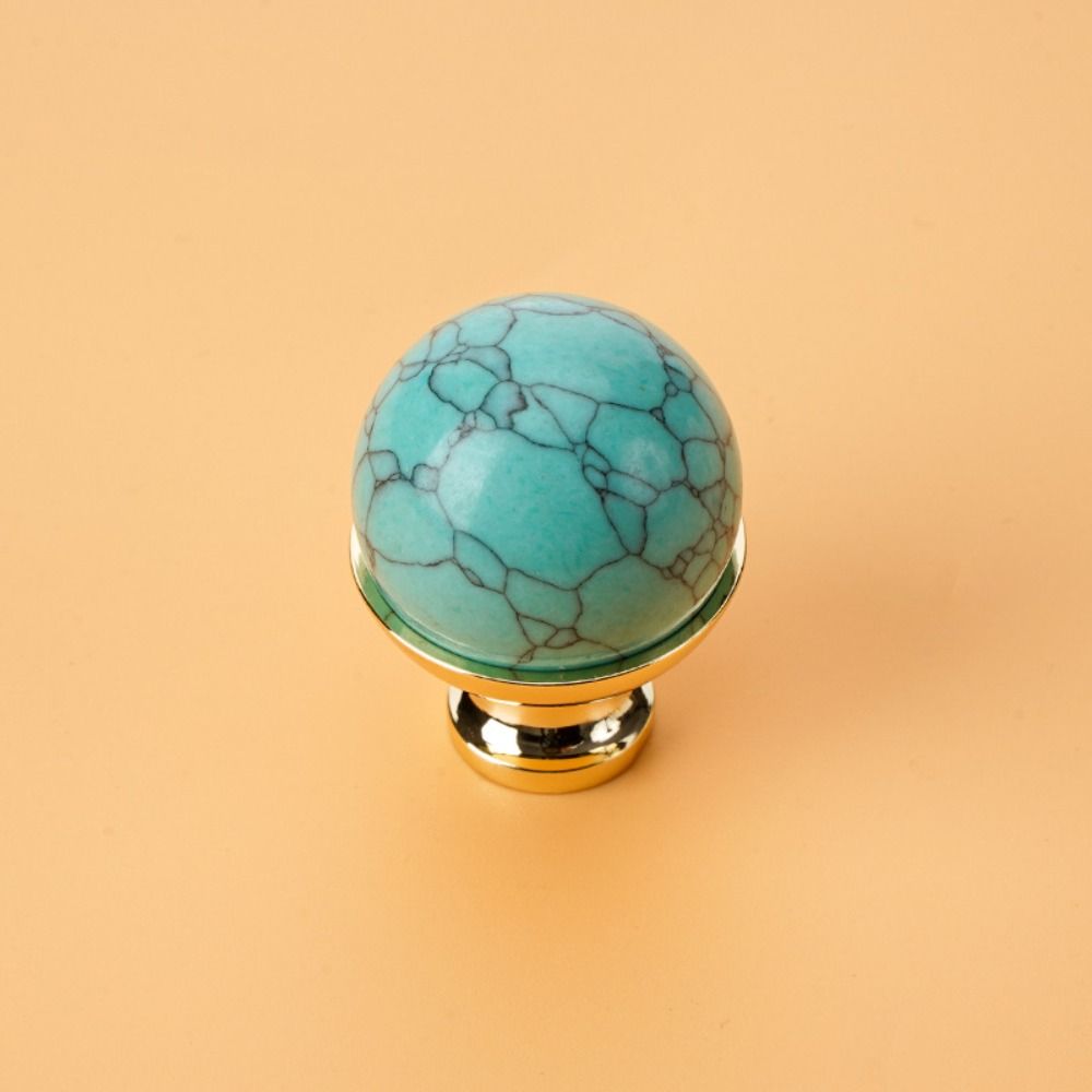 Multiple Colors Drawer Pull Handles Single Hole Electroplate Cabinet Knobs Decoration Brass and Marble Light Luxury