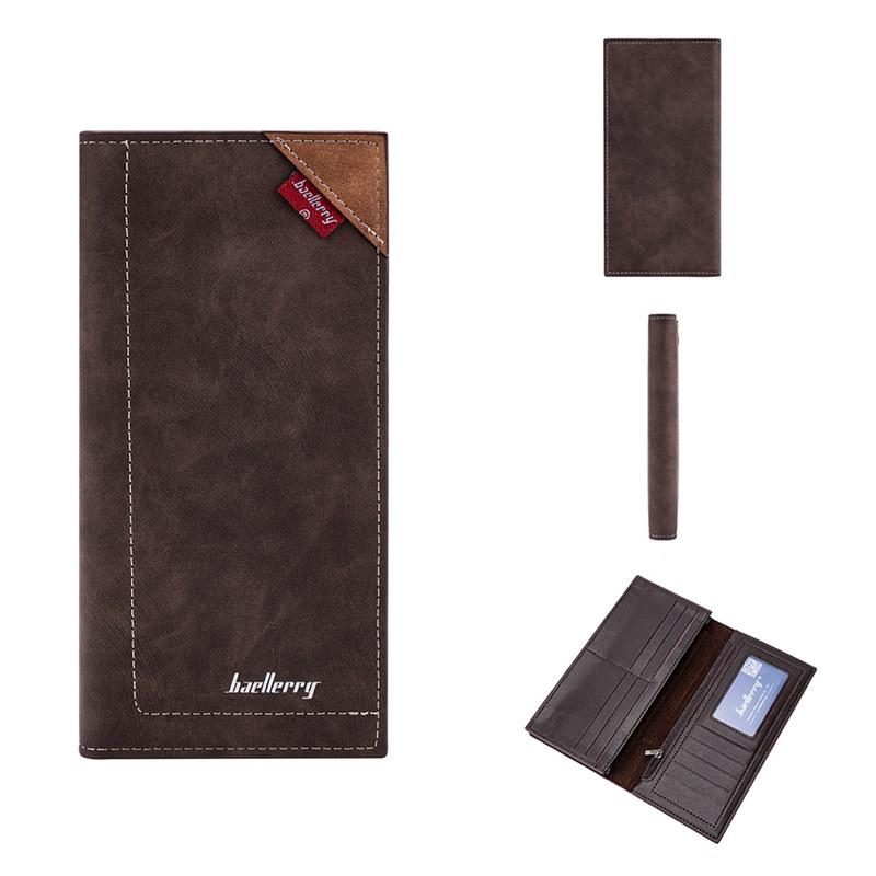

Baellerry мужские модные длинные кошельки винтажный дизайн держатель для карт искусственная кожа сумки для денег кошелек 18.6*9*2cm кофейный