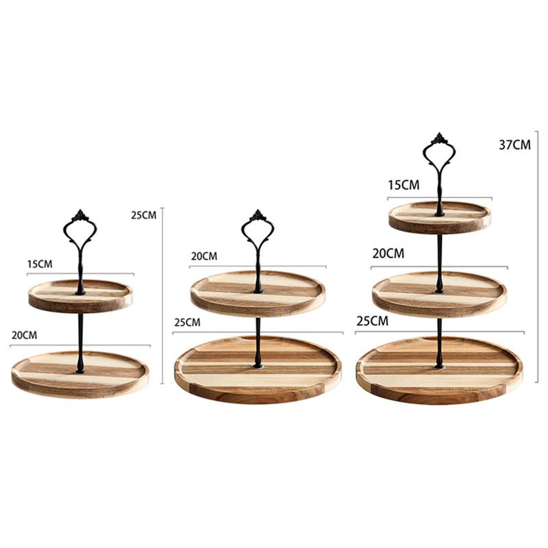 2/3 Tiers Detachable Cake Stand Wooden European Style Pastry Cupcake Fruit Plate Serving Dessert Holder Home Decor Wedding Party