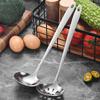 Sandblasted Stainless Steel Flower Pattern Large Slotted Hot Pot Soup Ladle