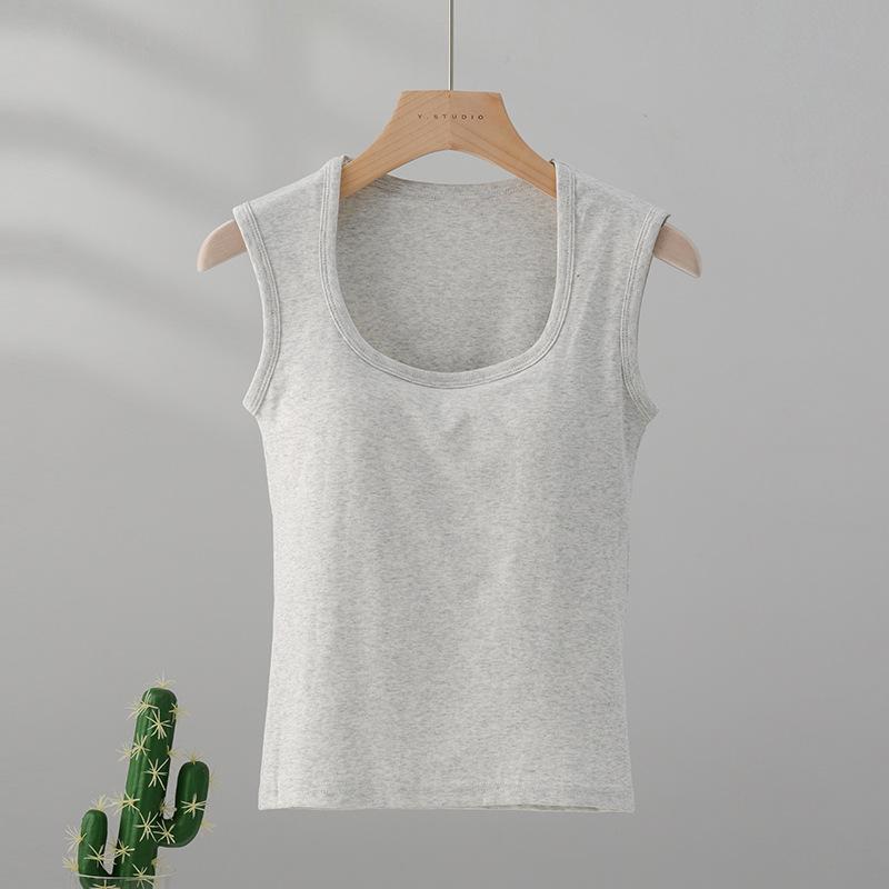 Cotton Vest for Women In Summer Wear Beautiful Back Bra with Chest Pads Integrated Wide Shoulder Strap Suspender Cover Pair Breasts Top
