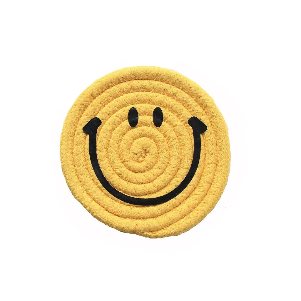 Smile Face Cup Coaster Coffee Drinks Table Mat Protective Placemat Cup Holder Heat Insulation Pad Kitchen Accessories Home Decor