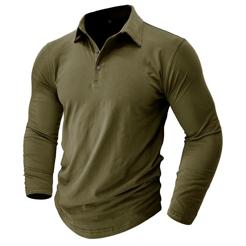 Polo Long Mens Sleeve Shirts 3button Casual Slim Fit Basic Tshirts Moisture Wicking Breathable Athletic Workout Collared Tops Golf Polo For Male