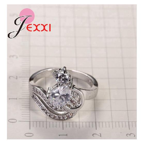 Charm Unique Design Fashion Women Rings White Cubic Zircon 925 Sterling Silver Color Color Engagement Party Rings Jewelry Gift