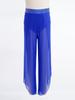 Kids Girls Lyrical Dance Pants Shiny Rhinestone Waistband Side Split Mesh Trousers for Stage Performance Competition