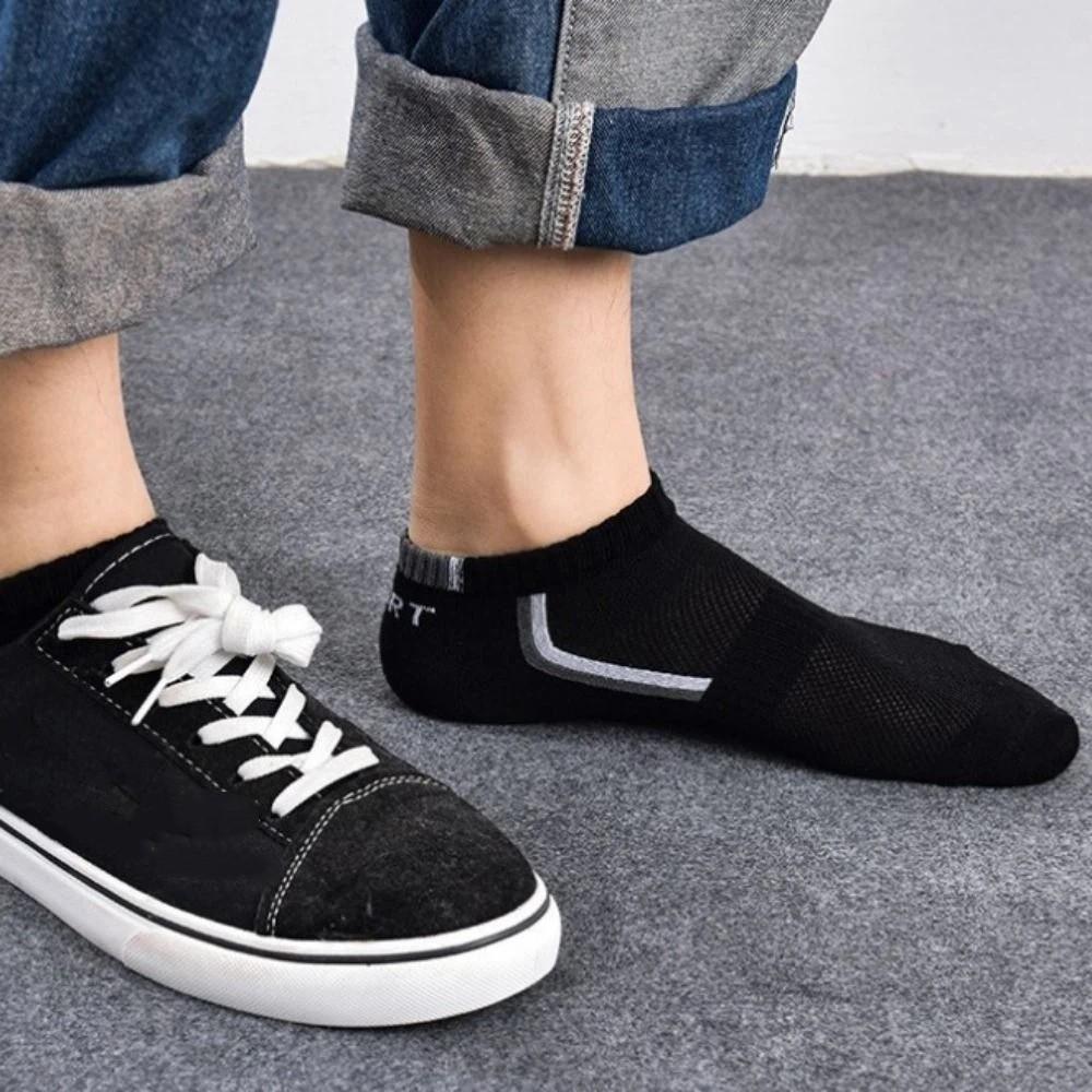 5 Paires Chaussettes Mi-mollet Homme Lettres Antidérapantes Sport Cheville Mode Chaussettes Tube Homme Femme