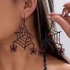 Gothic Punk Double Layer Black Spider Web Necklace For Women Red Crystal Waterdrop Spider Pendant Choker Party Statement Jewelry