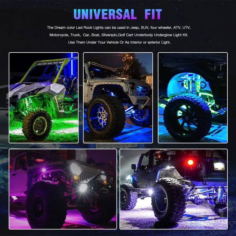 10 Pods 240 LED APP Control RGB Rock Lights For Jeep Off-Road Truck UTV Underbody Underglow Trail Rig Light Auto Decorative Lamp
