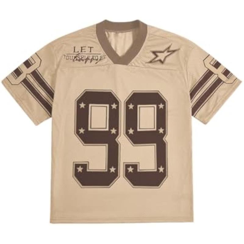 Mens Jersey Y2k Baggy Shirts Graphic Tees Oversized V Neck Tshirts Summer Tops