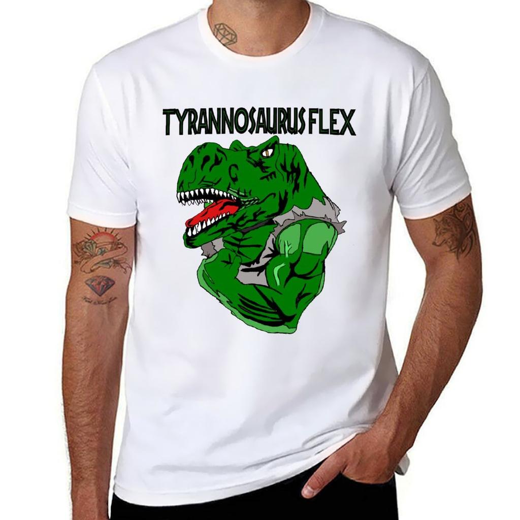 Tyrannosaurus Flex Shirt Unique Gym Shirts For Fitness Tshirt Big And Tall Solid Color Tshirt
