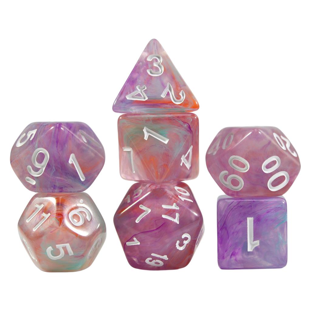 DND Dice Set 7pcs Multi Sided Dice with Haze Swirl Effect for Board Game DND TRPG, As Gift and Collection