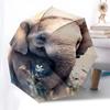 Elephant, Watercolor- Automatic Umbrella, Four Seasons Portable Folding Umbrella, Suitable for Men and Women, Travel, Daily Compact Umbrella