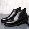 Men's Casual Chelsea Boots Autumn and Winter High-top Foot Leather Martin Boots Large Size Wind Pointed Leather Boots