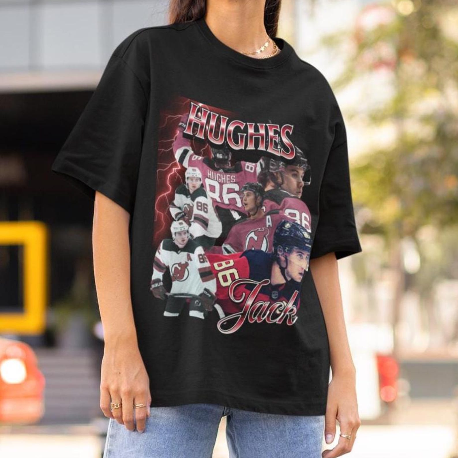 Jack Hughes Shirt Vintage 90s New Jersey Devils NHL Fan Hockey Design Retro Bootleg Gift Classic Graphic Tee Unisex T-Shirt Limited Edition 2XL