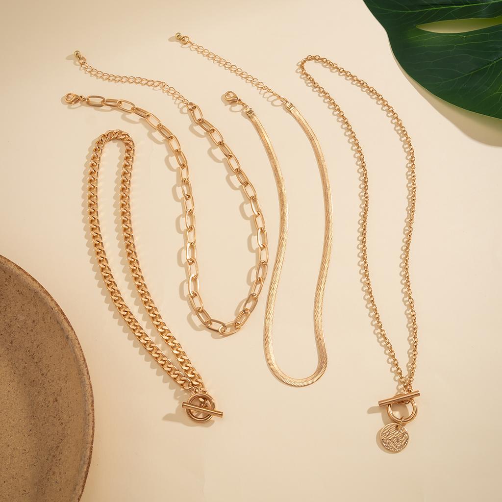 Vintage Multilayer Coin OT Buckle Pendant Choker Necklace for Women Trendy Collar Punk Flat Snake Chain Aesthetic Jewelry Gift
