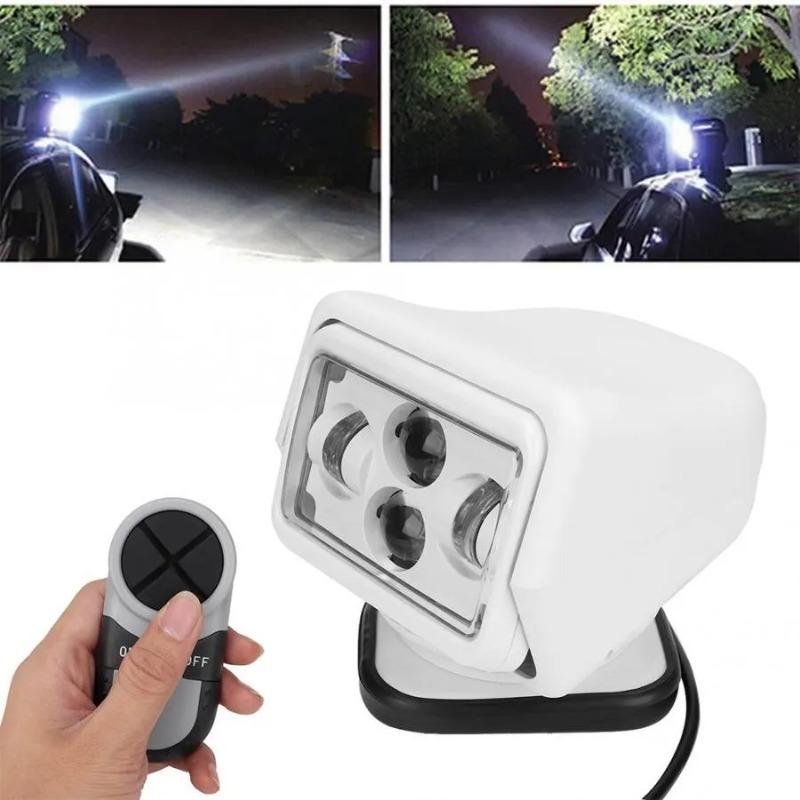 LED Marine Searchlight,60W 12V24V Remote Control Spotlight,360 Degree Rotating Work Light,for Boat Truck SUV 4x4 Off-Road,7 Inch