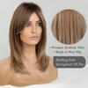 Parrucca Lunga Ondulata Moda Donna, Capelli Sintetici in Fibra Sintetica ad Alta Temperatura, Frangia a Tenda Castana Balayage