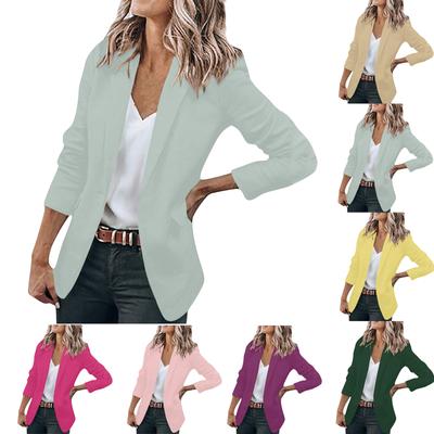 Lässiger Damen-Anzugsmantel mit Revers, vorne offen, langärmelig, für Arbeit und Büro
