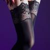 Sexy Grace Oil tight High Elastic Stocking Lace Flower non-slip Stockings Lady Satin Shiny Ultra-thin Long Socks Pantyhose