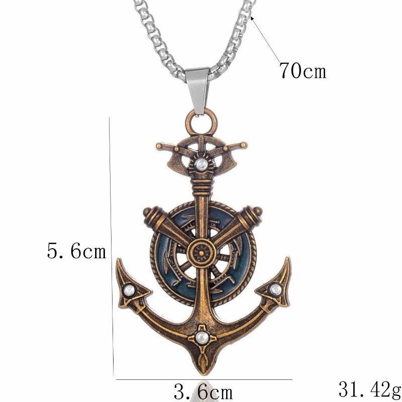 Retro Medieval Boat Anchor Necklace Accessories Street Retro Style Hip-hop Street Necklace for Boys