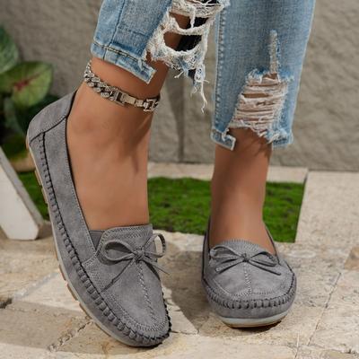 Autumn Women Loafers Casual Shoes Fashion Bow Breathable PU Leather Shoes Women Sewing Flats Female Footwear