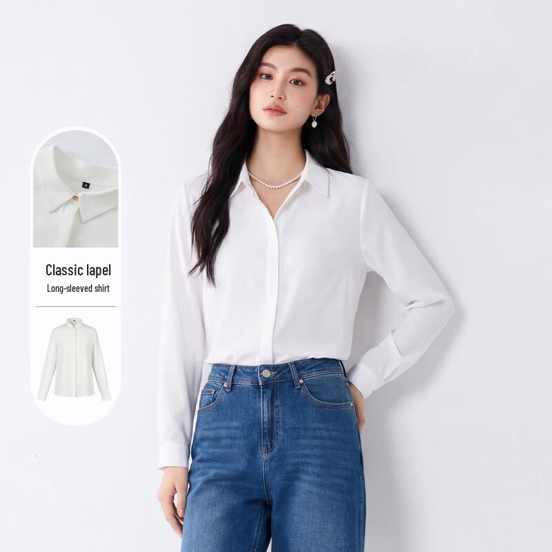 FivePlus Women s Draped Chiffon Lapel Shirt M