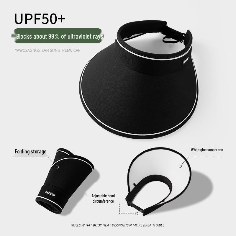 Women's UPF50+ Large Brim Sun Hat - New 2025 Style, Spring/Summer Topless Sunshade, Anti-UV Protection.