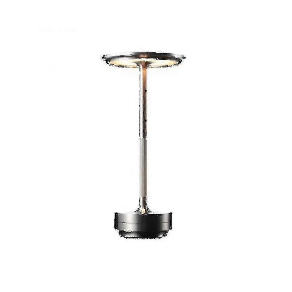 (silver) Cordless Table Lamp Dimmable Waterproof Metal Usb Rechargeable Table Lamps -1pcs