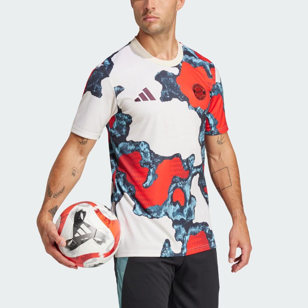 adidas Aeroready FC Bayern München FCB Preshi Rundhals Sport Kurzarm Fußballshirt Herren Tops Rot Energy-Rot Hellgrün JE6776