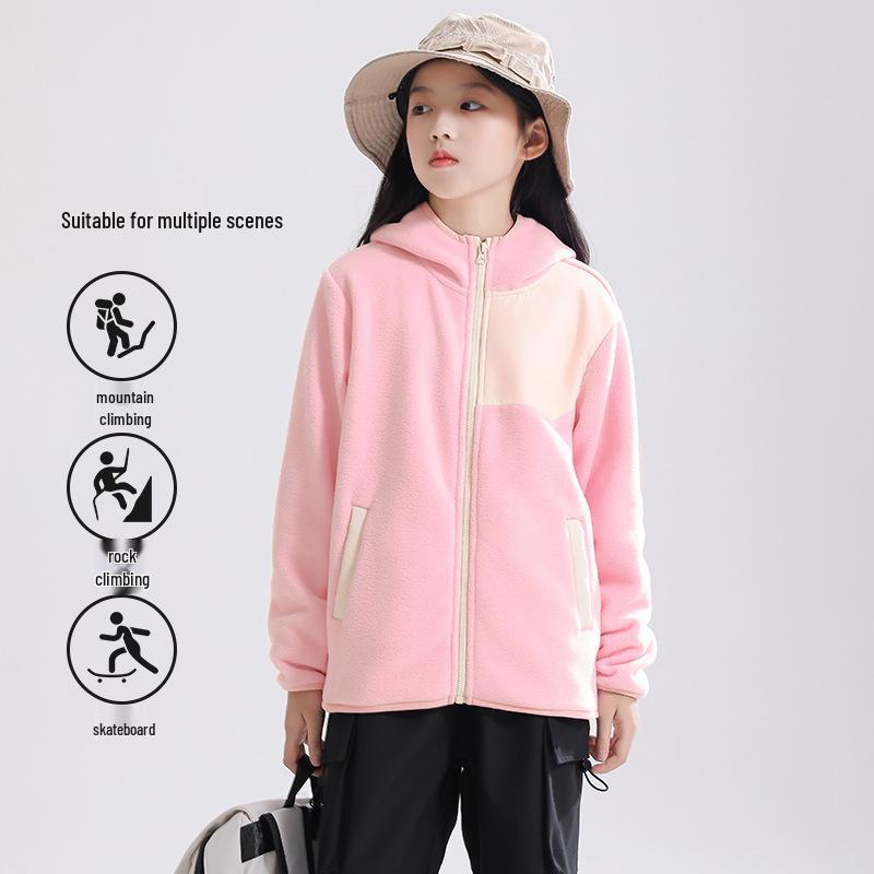 Children s Hooded Fleece Jacket - Warm, Anti-static, Casual for Fall and Winter Activities