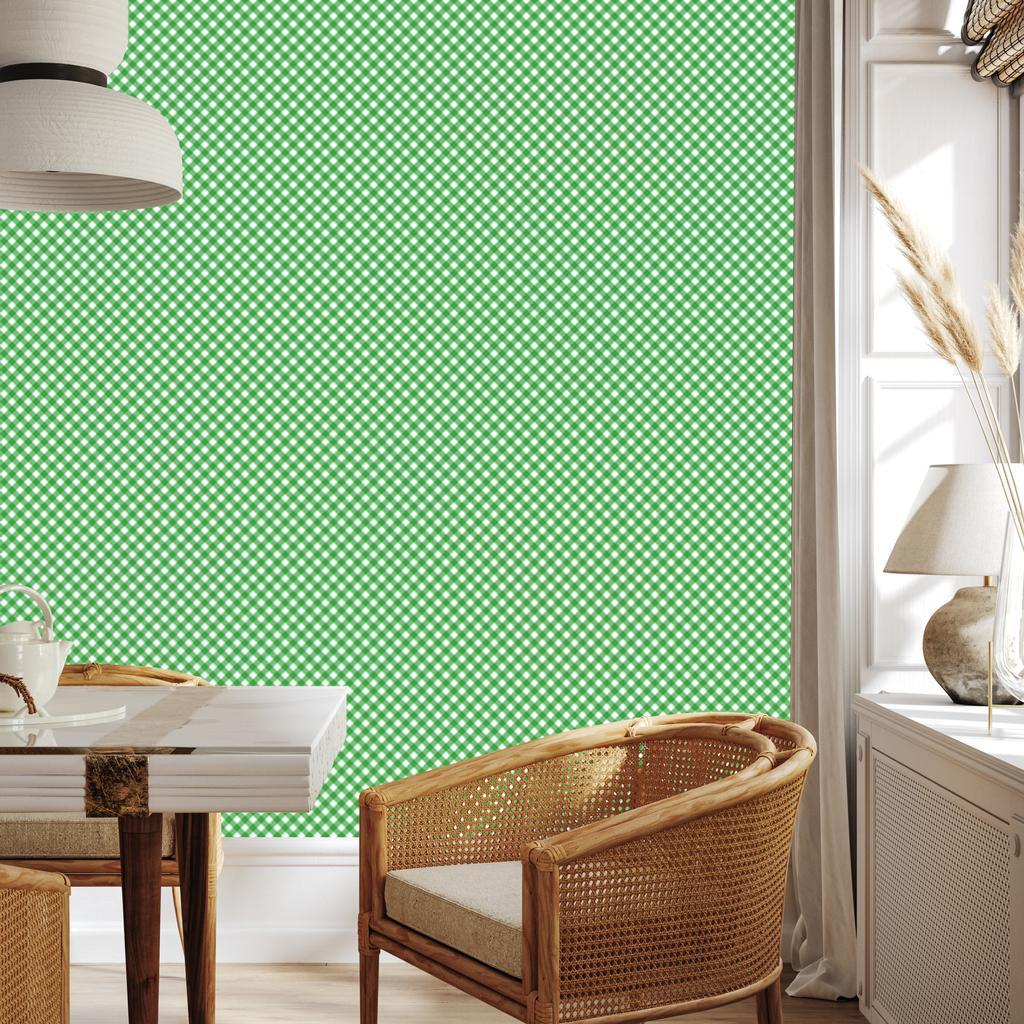 Green Vichy Plaid Wallpaper for Living Room and Bedroom 50x1000