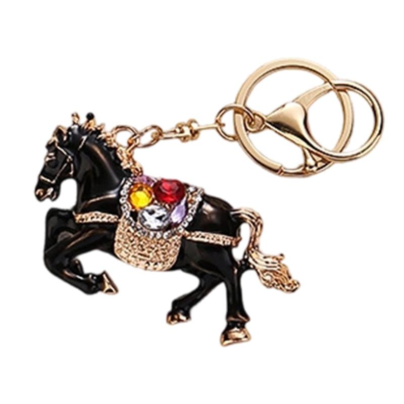 Unique Horse Zodiacal Keychain Glittering Rhinestones Artistic Design Bag Decoration for Gifting and Personalization