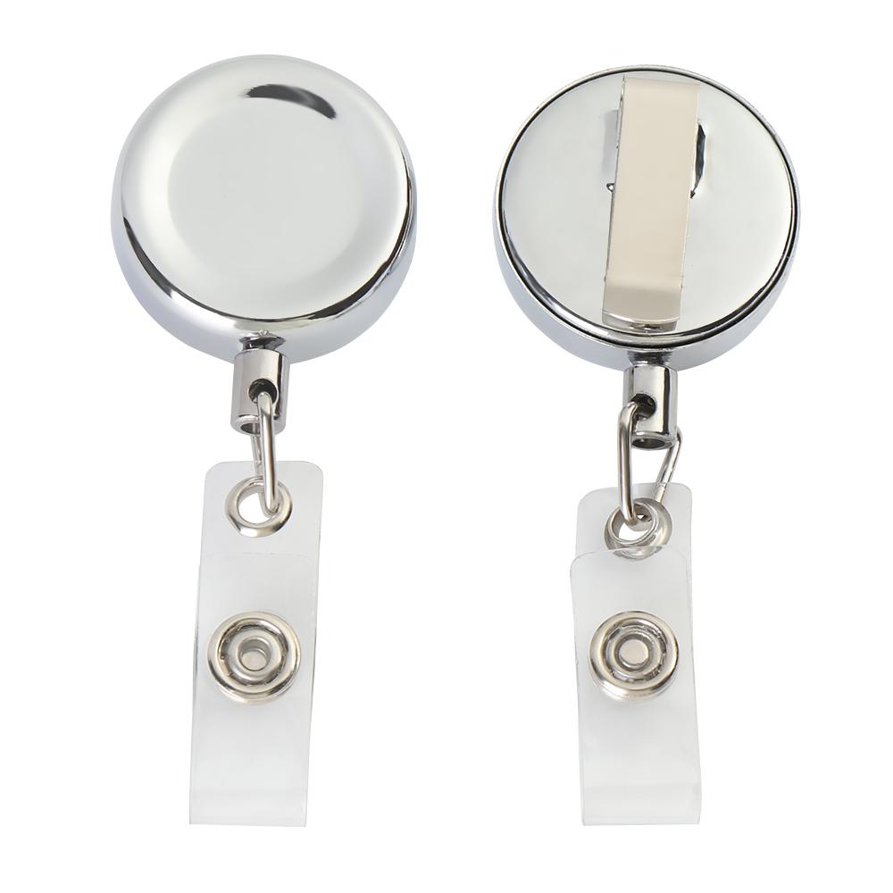 1pc Office Supplies Stationery Metal Anti-Lost Clip Key Ring Badge Holder Retractable Lanyards
