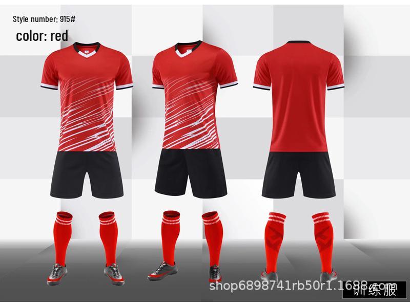 Unisex Short-Sleeved Football Uniform Set with Custom Name & Number for Matches & Training