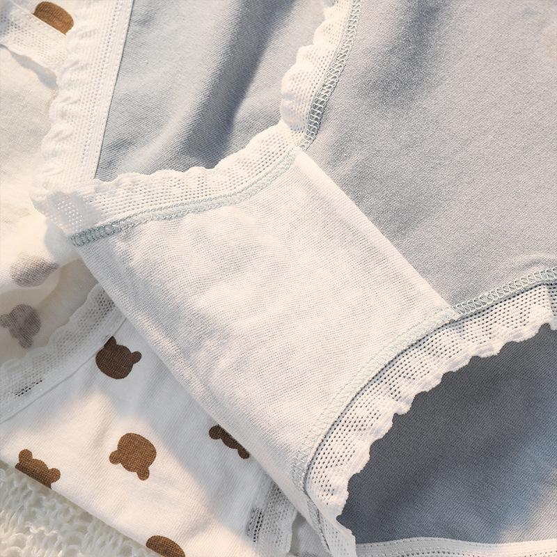 Dame Tegneserie Prikket Blonder Trykt Sløyfe Små Friske og Søte Komfortable Pakke Hofter Truser