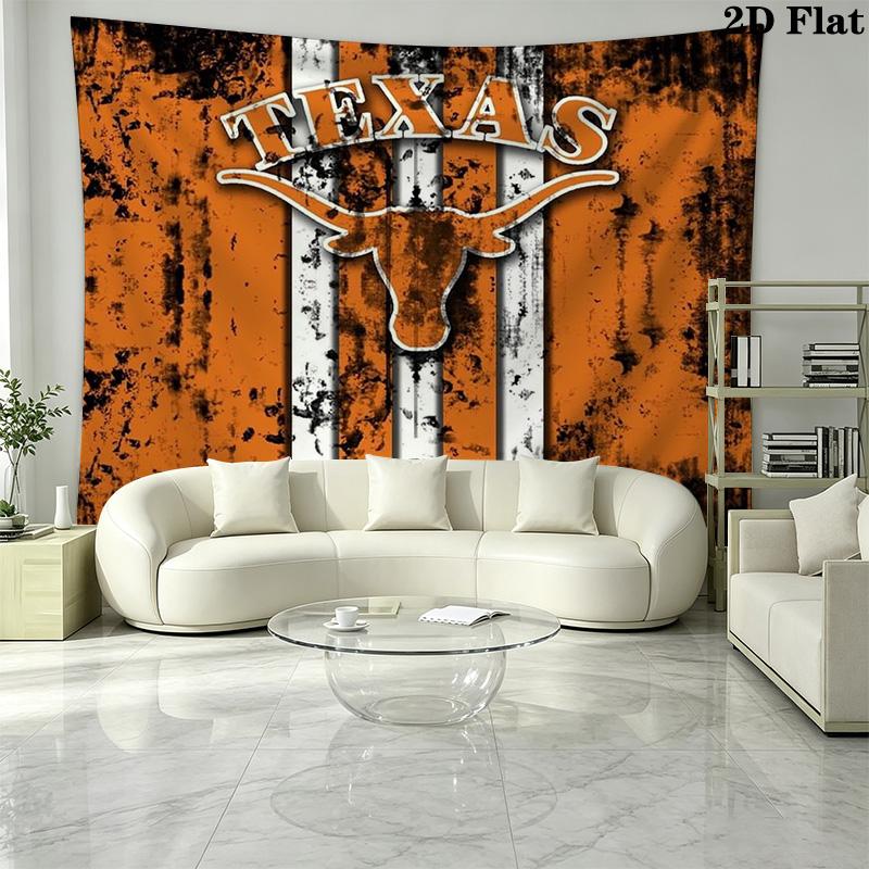 Texas Longhorns Wall Tapestry Aesthetic Wall Hanging Printed Fabric Blanket Decorative Tapestries for Bedroom Living Room Home Decor