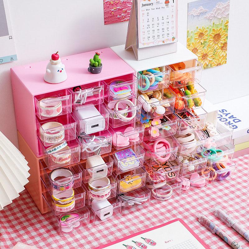 Stolní úložný box na mini zásuvky, stohovatelný úložný box s devíti čtvercovými přihrádkami, úložný box na sponky do vlasů/samolepky/šperky