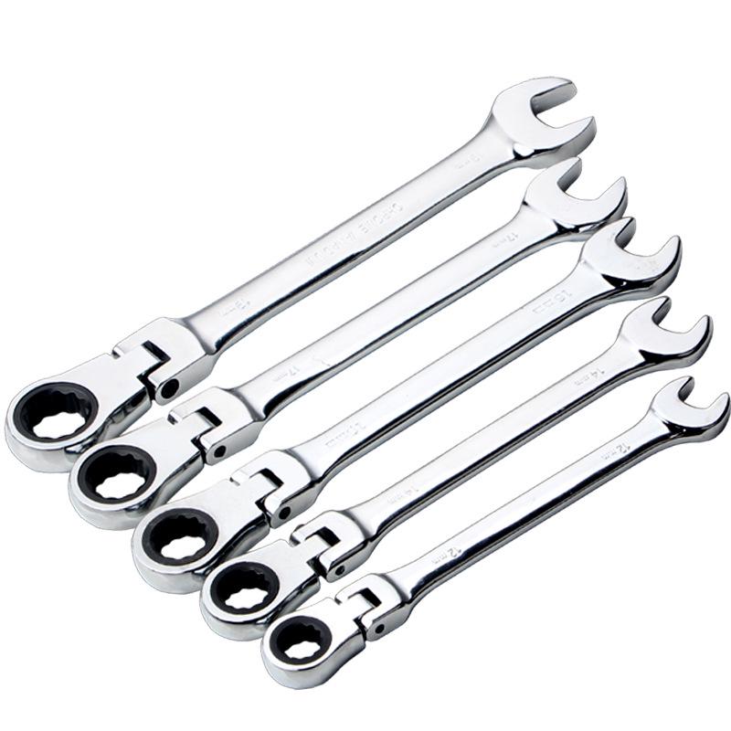 Adjustable Dual-Use 180° Ratchet Wrench with 72-Tooth CRV