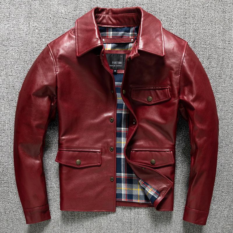 

Куртка из натуральной кожи для мужской куртки-лацкана, мотоциклетная куртка из кожи с масляной восковой пропиткой, приталенная короткая молодежная куртка из овчины, осенняя повседневная 5XL