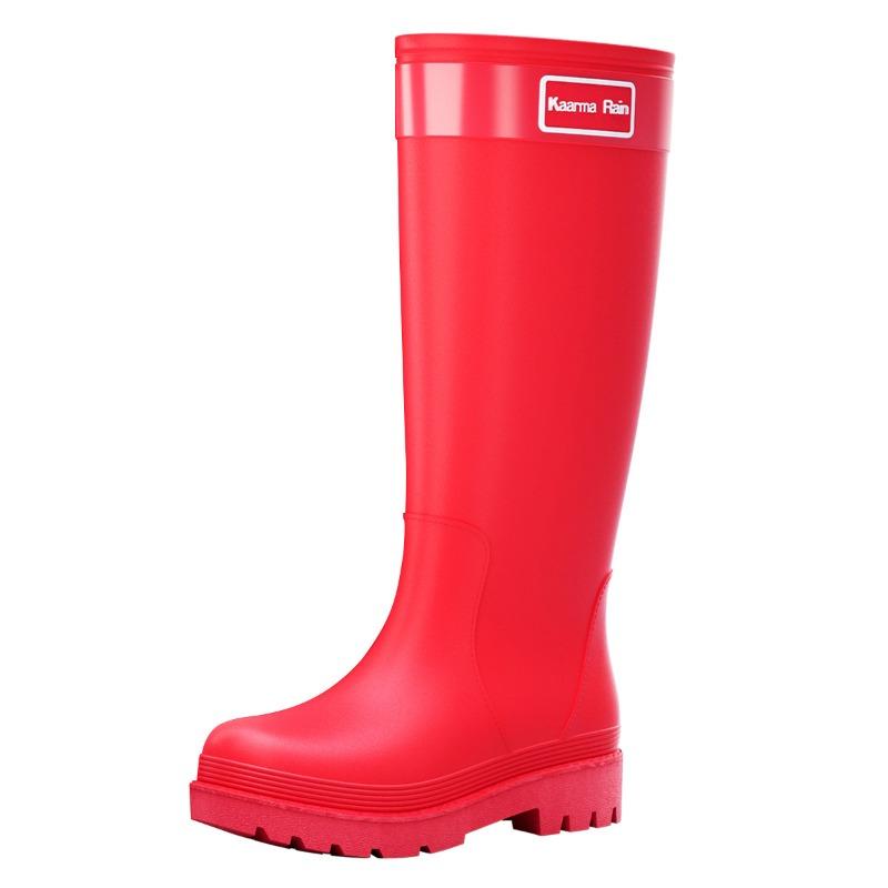 Rain Shoes Fashionable Women's High Tube Non-slip Thickened Women's Waterproof Shoes Adult Long Rain Boots Velvet Outdoor Rubber Shoes Women