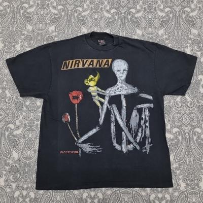 Vintage Nirvana Shirt XL Incesticide Sliver Bleach Nevermind Kurt Cobain Print