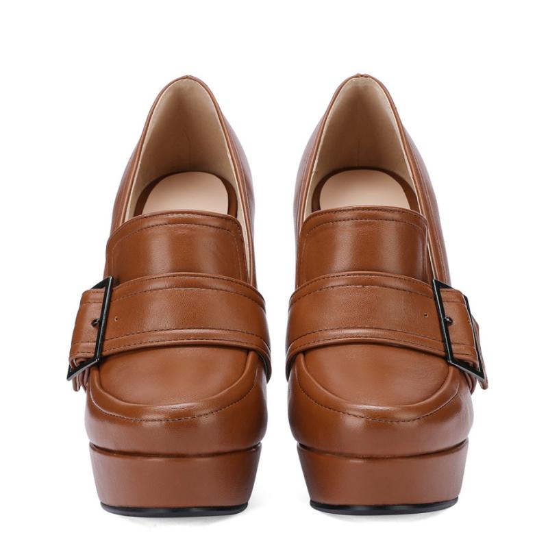 Zelené lodičky na vysokém podpatku platforma boty žena 2025 jaro kulatá špička přezka černé hnědé na podpatku párty svatba kancelářské boty dámské