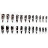 24Pcs Fake Nails Black-Gold Floral False Nails Self-adhesive Press Nails Wearable Nail Tips For Women Daily Wear Nails Tips