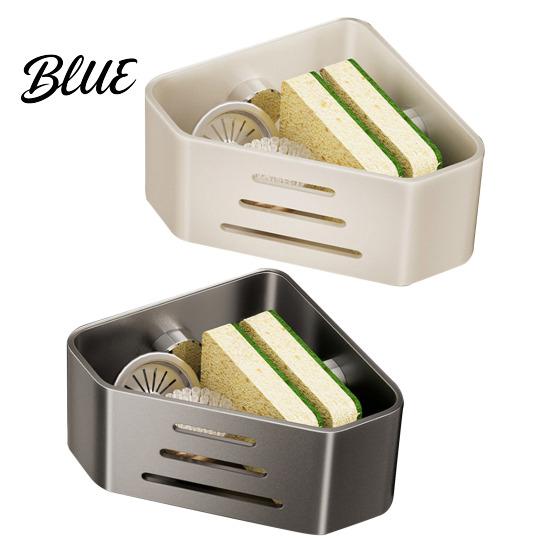 Sponge Drying Rack Sink Filter with Suction Cups for Kitchen Corner Quick Carbon Steel Caddy Hollow Design Rustproof Holder Soap And Brushes
