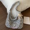 Large Capacity Leopard Print Bag Women's New Trendy Fashion Messenger Bag Female College Student Class Shoulder Bag Female