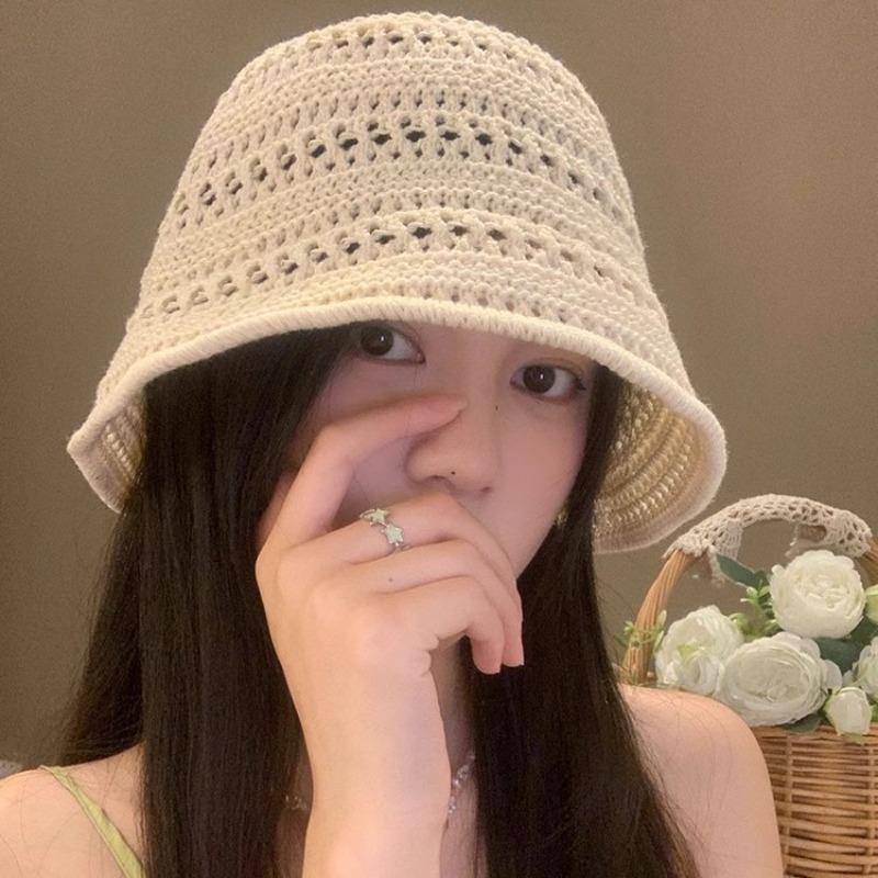 Bucket hat women's high sense summer new hollow bucket hat sunshade sun protection hat versatile basin hat